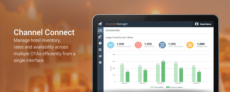 Channel Connect Manage hotel inventory, rates and availability across multiple OTAs efficiently from a single interface